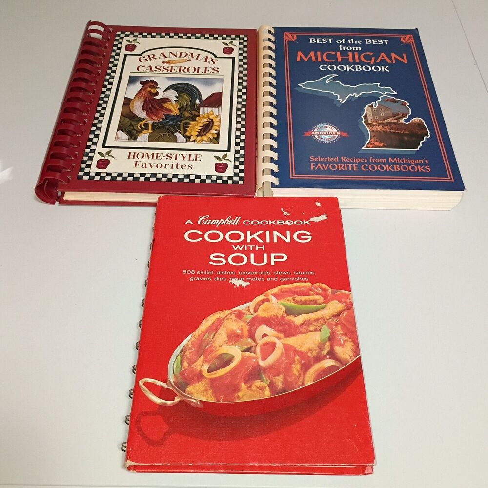 Lot 3 Vintage Cookbook-Best of Michigan-Grandma's Casseroles-A Campbell Cookbook